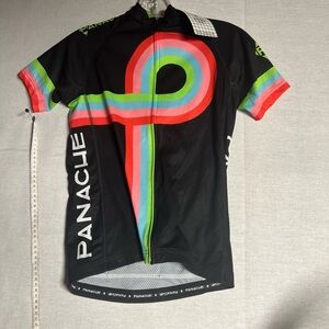 PANACHE Boulder Colorado Cycling Jersey XS Race Cut Bicycle Wt Blk Green Teal Pi
